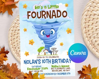 Editable Tornado Birthday Party Invitation, Tornado Birthday, Tornado Invitation, Fournado Birthday Invite, Digital Invitation