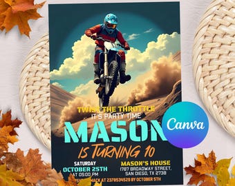 Editable Dirt Bike Birthday Invitation, Motocross Invitation, Dirt Bike Invitation, Motocross Birthday Invitation