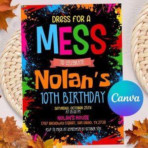 Editable Art Birthday Party Invitation, Art in Party Birthday Party Invite, Art Painting Artist Birthday, Digital Canva Template