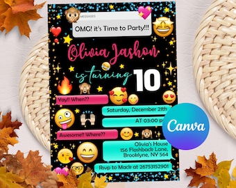 Emoji Invitation, Emoji Party Invitation, Emoji Birthday Invitation, Digital Emoji Invitation, Digital Download