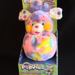 Rare! New Pixie Doodle Popple vintage, 2001 plush toy with box