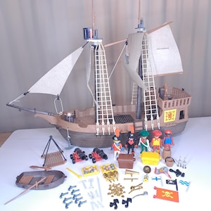 3550 Barco Pirata Playmobil, del 1978, con balas de cañón y