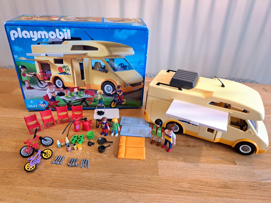3647 Family Camper 1981 Playmobil, Holiday Car, With Many
