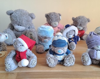 Kolekcja vintage misiów "Me to you", 14-26 cm, vintage, miś Tatty, uściski i pocałunki, zima, sweter, różowy, kurtka, szal, serce, gwiazdki, z pudełkiem