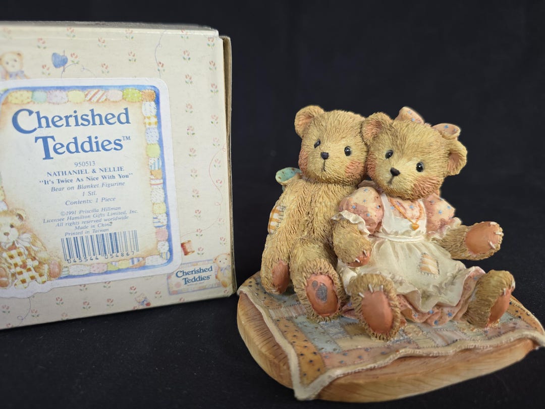 950513 NATHANIEL & NELLIE Cherished Teddies, With Box, Figure