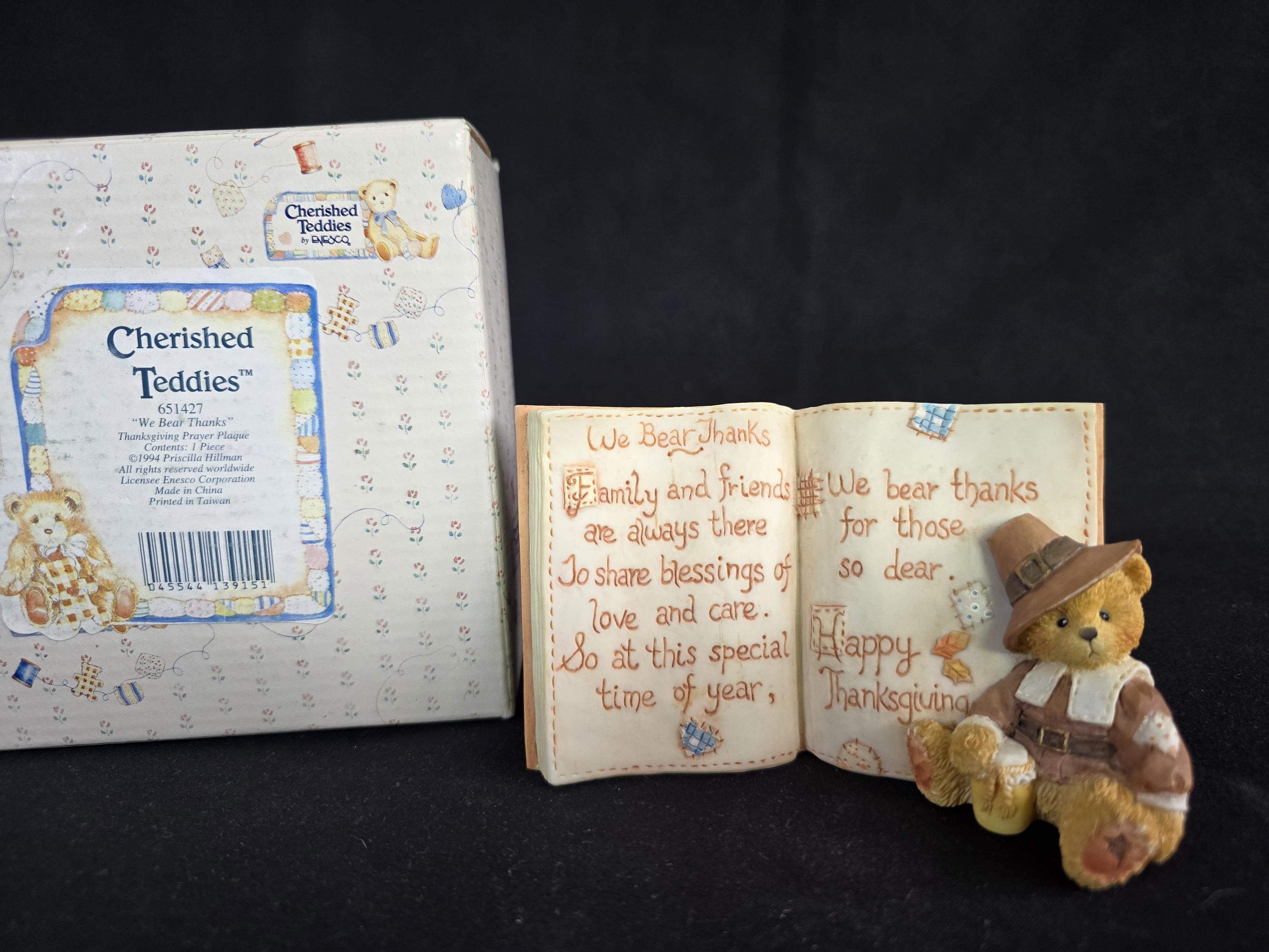 651427 We Bear Thanks Cherished Teddies, With Box, Figure Figurine