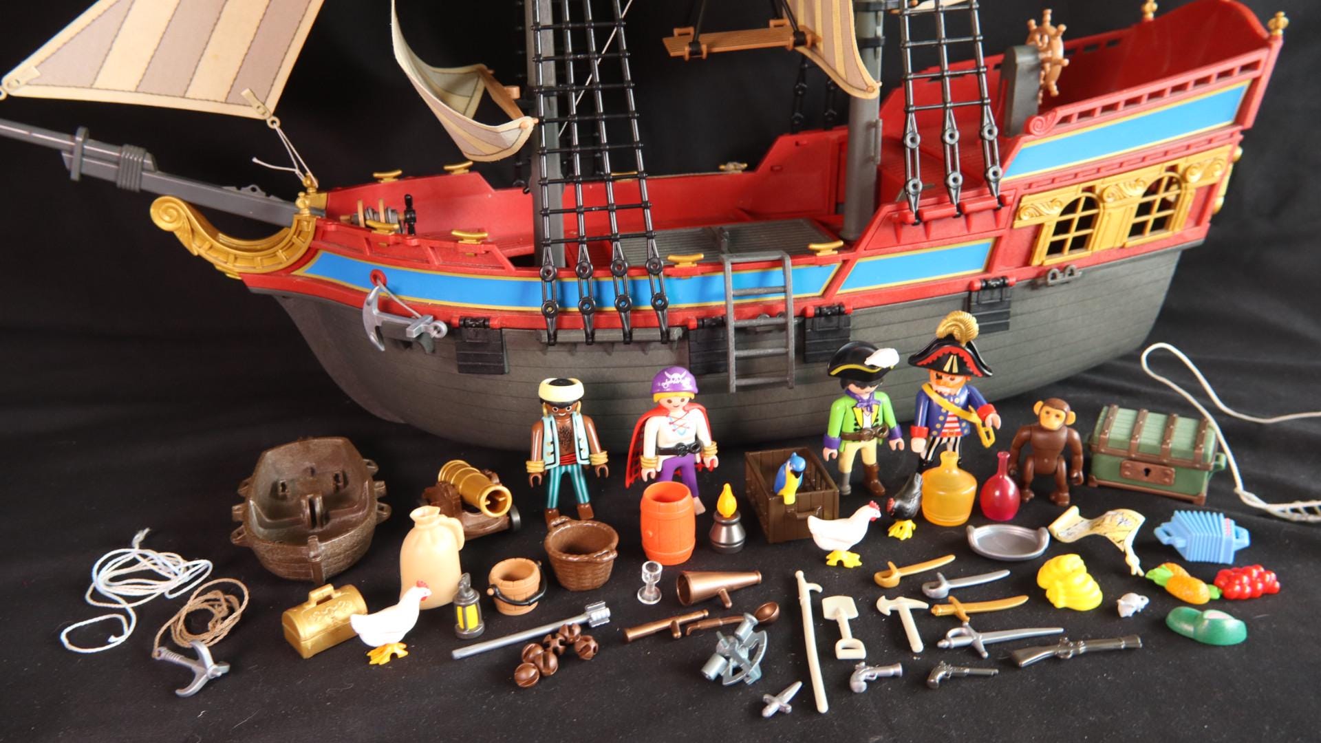 Playmobil Pirate Ship, 3940 With Manual, Figures, Cannonballs and