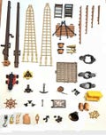 Playmobil pirate ship 3550 3750 3053 3940 spare replacement parts, 70s vintage, boat cannon, flag, sail, weapons product logo