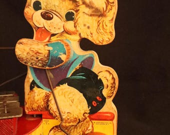Fido Zilo Dog Fisher Price, 1955 Vintage Toy Pull Dog. Xylophone