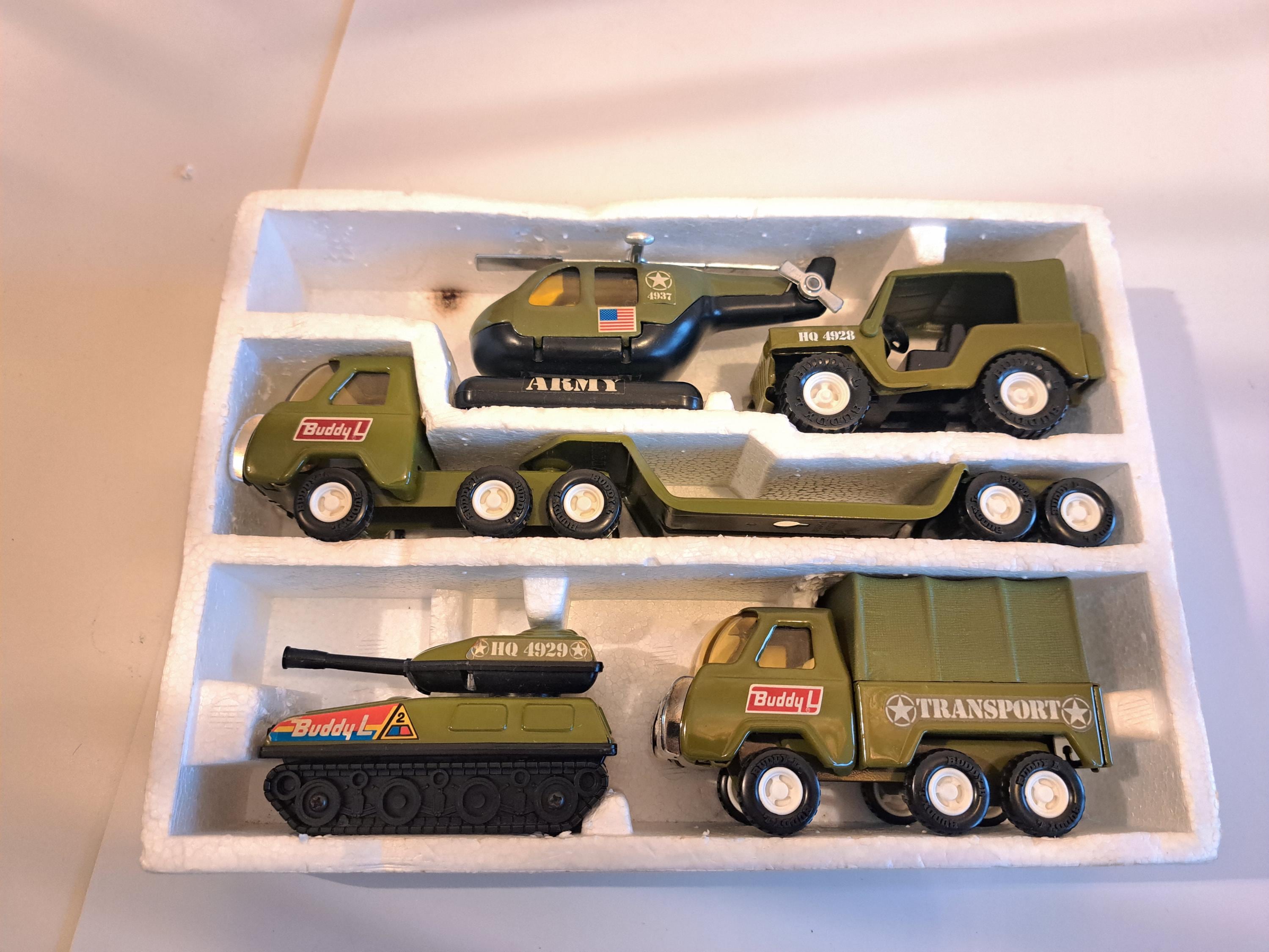 Buddy L Army Truck Set of 5, Rare 70s Mint Condition, Original Box