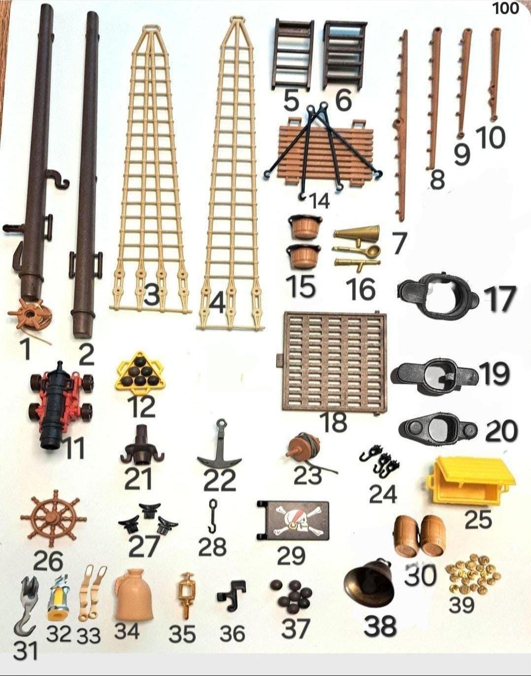 Voile Arrière (Hecksegel) Pour Playmobil Piratenschiff 3750 - Pièce De Rechange D'occasion