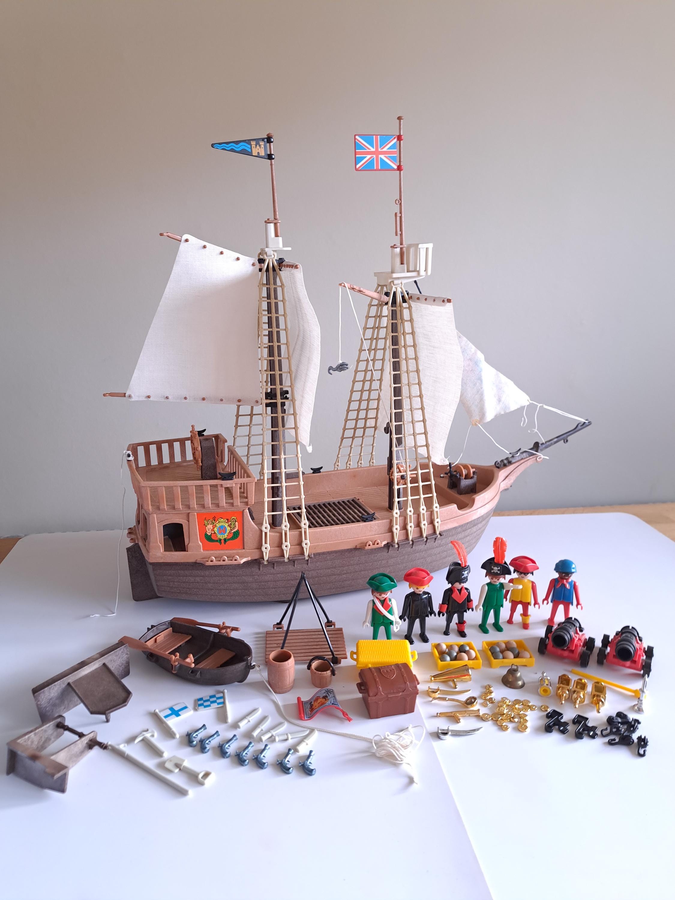 3550 Playmobil Pirate Ship, From 1978, With Cannonballs and