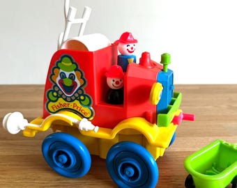 Vintage Fisher Price Toys 657 Crazy Clown Brigade Car Circus 1983