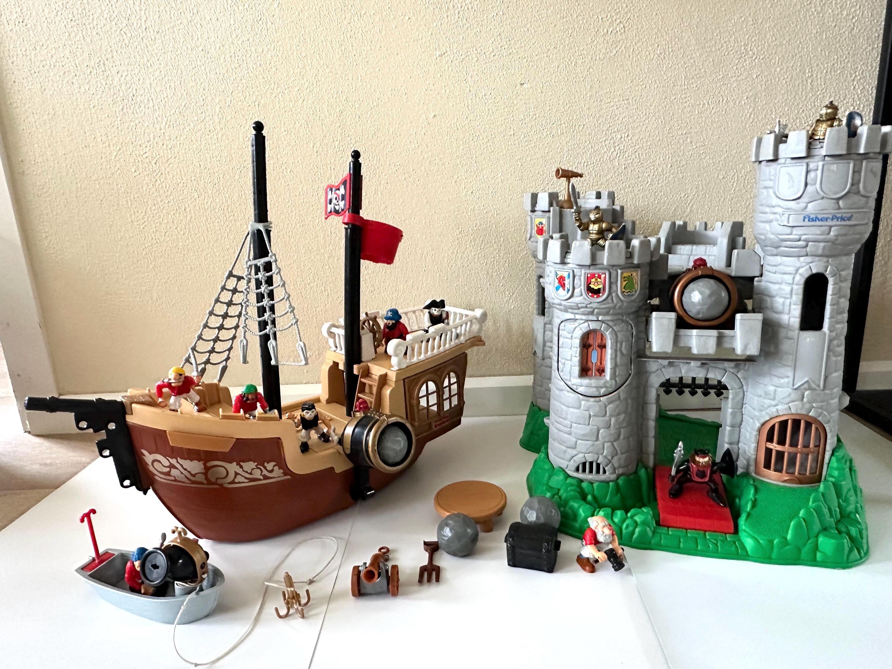 Great Adventures Castle tower With Pirate Ship boat by Fisher Price With 4 Balls Vintage Toy Great Adventures 1994 Pirate Knight Etsy Canada