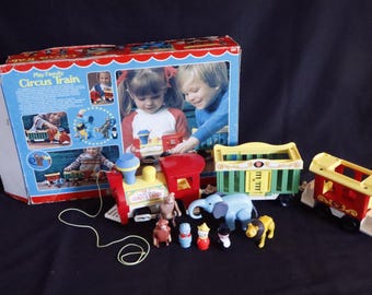 Tren Fisher Price Circus completo #991. Tren vintage, 1974 con caja original.