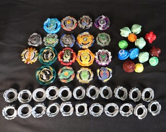 Beyblade Burst Top Set 13 complete tops: Fafnir, Valtryek, Unicrest, Kerbeus, Sphinx, Kraken, Gargoyle... 5 energy layers and 9 metals