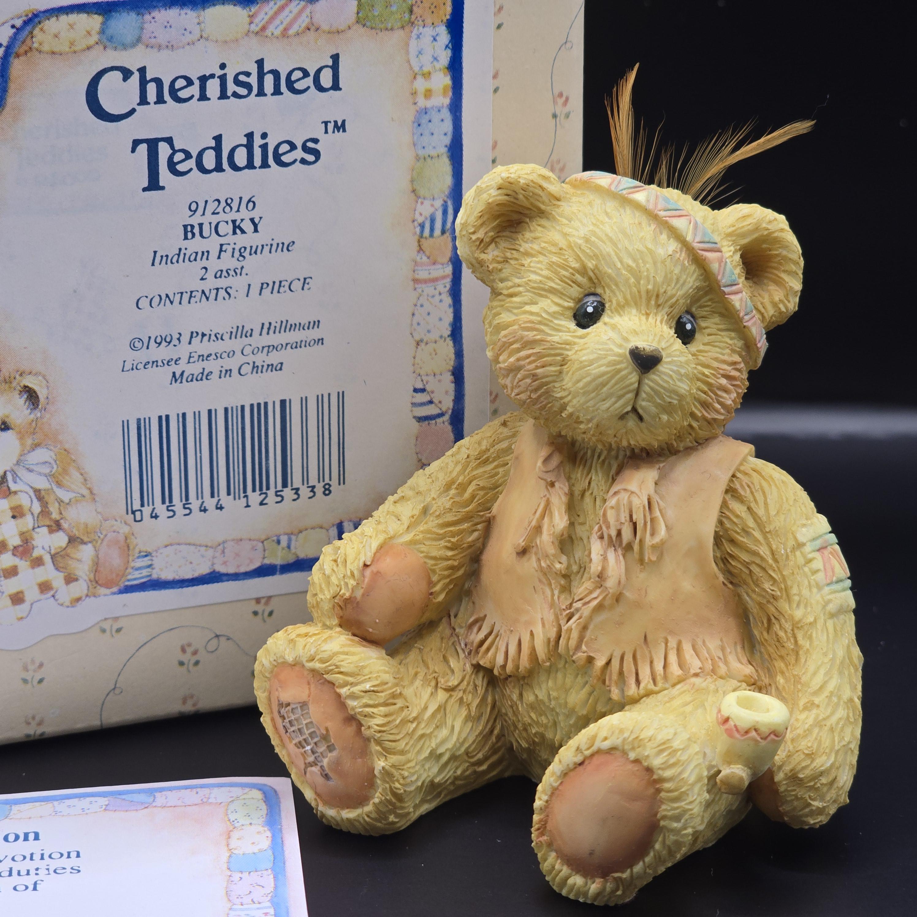 Bucky, Cherished Teddies, Indian Figure Figurine 912816. by
