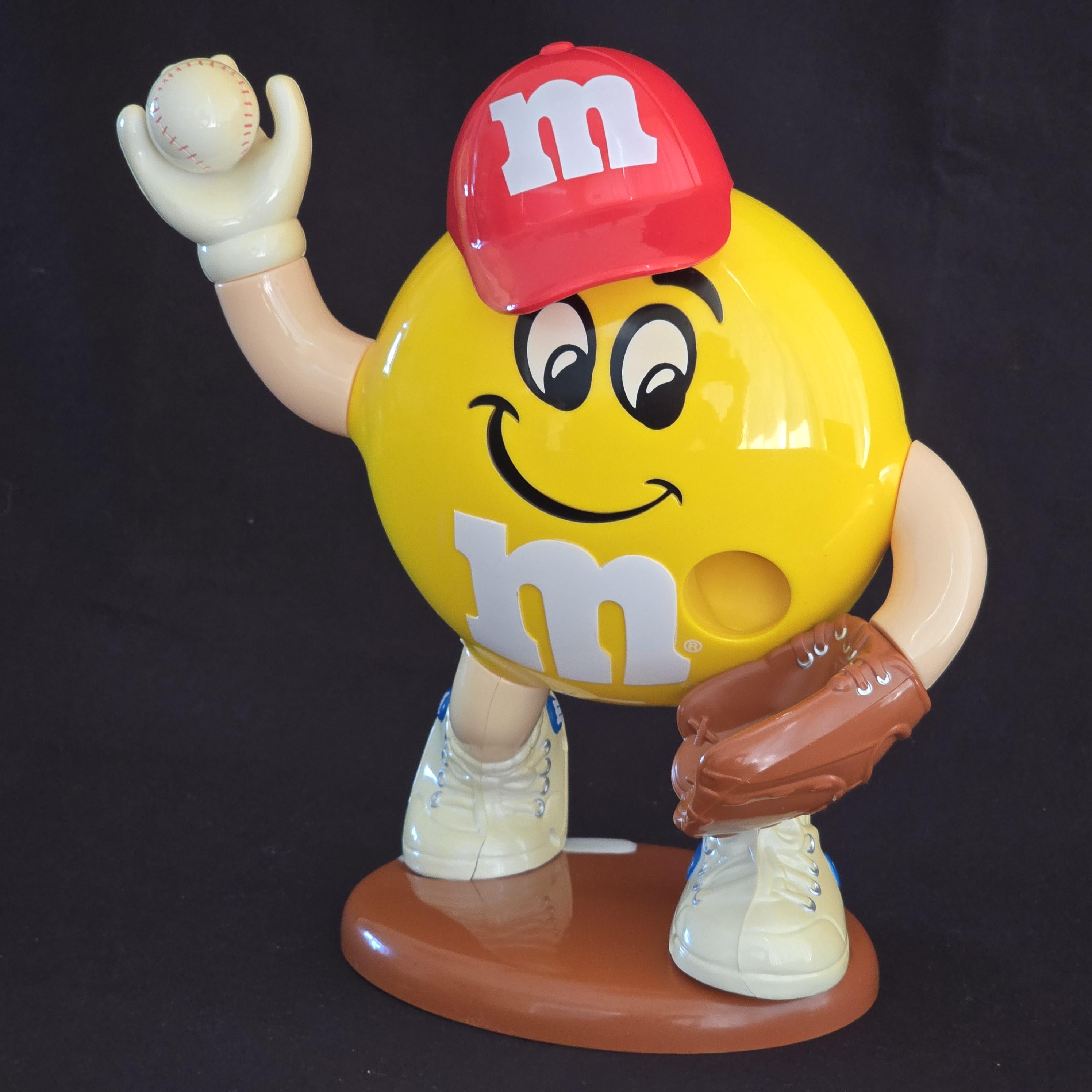 M&M Baseball Yellow Candy Dispenser. Vintage 26cm Baseball Pitcher