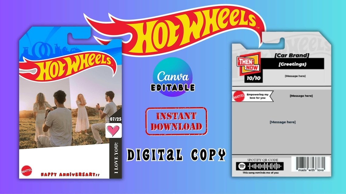 Hotwheels Style Card Template Canva Editable Etsy