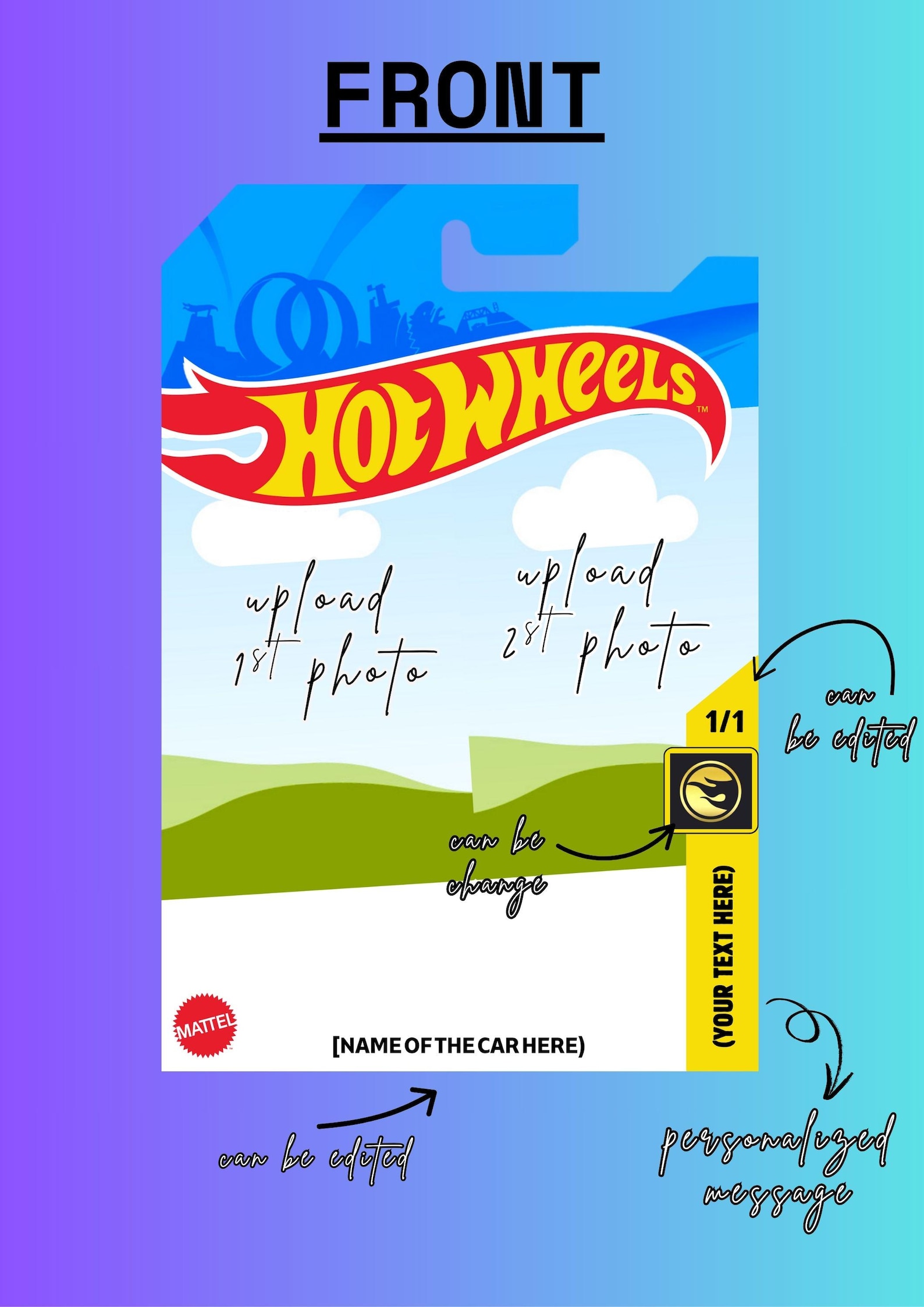 Hotwheels Style Card Template Canva Editable Etsy