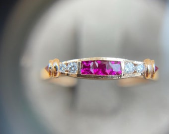 14k Solid Gold Ruby Women's Ring / Elegant Diamond Gold Ring / Gift for Her / Real Ruby Gold Ring / Engagement Wedding Ring / Gold Ring