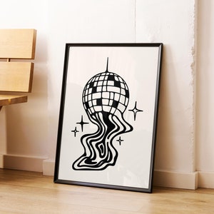 Disco Print, Disco Poster, Trendy Wall Art, Preppy Bar Cart Art, Disco Ball Print, Printable Art, Retro Wall Decor, Trendy Bar Cart Art
