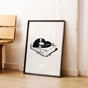 Music Wall Art, Retro Groovy Print, Turntable Design, Trendy Dorm Art, Digital Record Player Poster, Printable Home Decor, Vinyl Lover Gift