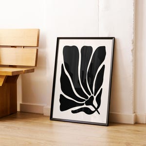Moody Black Wall Art, Abstract Botanical, Instant Download, Abstract Leaf Print, Organic Minimalist, Neutral Botanical, Black Flower Poster