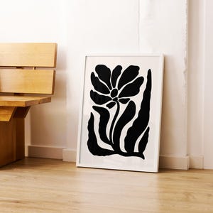 Moody Black Wall Art, Abstract Botanical, Instant Download, Abstract Leaf Print, Organic Minimalist, Neutral Botanical, Black Flower Poster