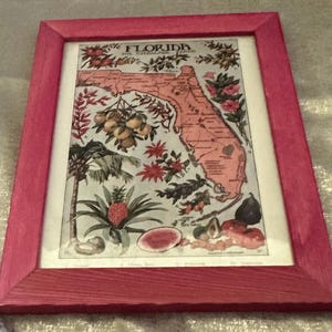 Kleurrijke kaart van Florida met fruit, groenten, bloemen