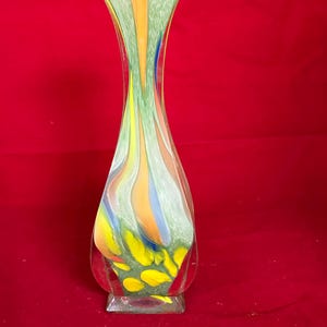 Vintage Colorful Blown Glass Bud Vase