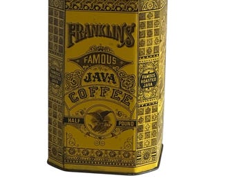 Lata de café Java famosa de Franklin&#39;s vintage