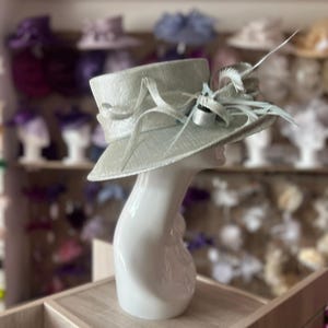 Classic Sinamay Metallic Peppermint Wedding Hat-Fascinators Direct