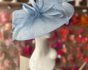 Classic Sinamay Powder Blue Hatinator with Bow