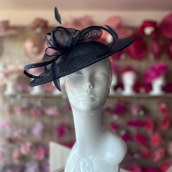 Navy Teardrop Disc Fascinator