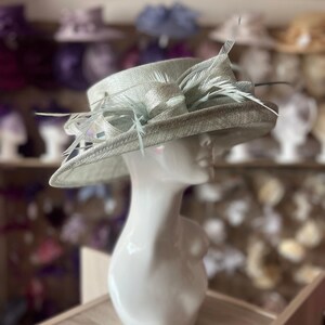 Classic Sinamay Metallic Peppermint Wedding Hat-Fascinators Direct