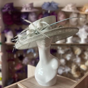 Classic Sinamay Metallic Peppermint Wedding Hat-Fascinators Direct