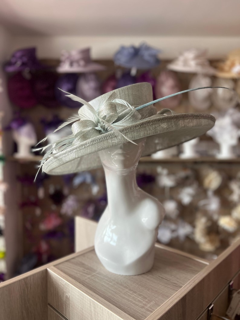 Classic Sinamay Metallic Peppermint Wedding Hat-Fascinators Direct