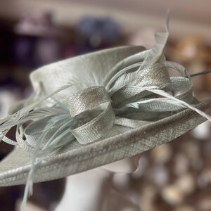 Classic Sinamay Metallic Peppermint Wedding Hat-Fascinators Direct