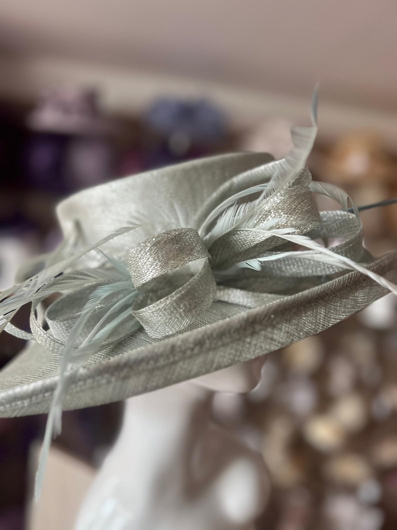 Classic Sinamay Metallic Peppermint Wedding Hat-Fascinators Direct