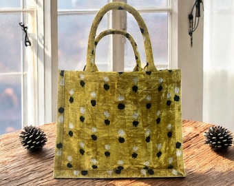 Handmade Silk Embroidered Velvet Tote Bag: Large Designer Party Bag