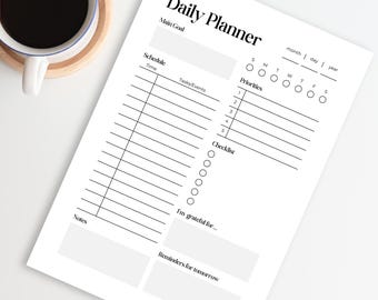 Plantilla de planificador diario imprimible / Horario diario imprimible de Canva / Planificador diario para imprimir en casa / Plan de productividad diaria / A5, Carta