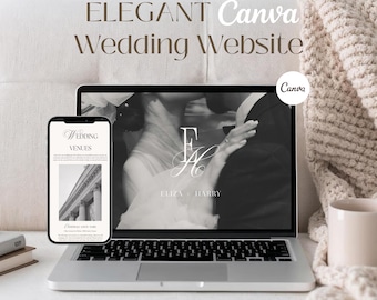 Elegant Wedding Website Canva Template, Countdown, Digital RSVP, Luxury Expensive Digital Invitation (Digital Download)