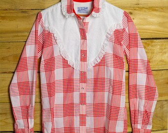 Rockmount Ranch Wear Red and White Shirt M/10