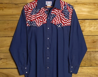 Vintage H Bar C California Ranchwear westernshirt met sterren en strepen