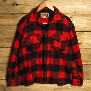 1960s Traverse Bay Woolen Co Mackinaw 100% Buffalo Wool Jac-Shirt M