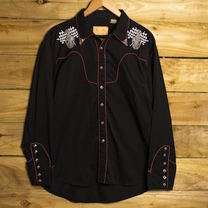 Vintage Scully Wester Wear Embroidered Black Western Shirt L