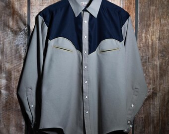 70's〜 Rockmount Ranch Wear WESTERN SHIRT Vintage 70's Tru-west Rockmount Ranch Wear Cobalt Blue