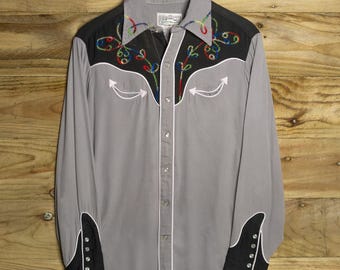 ヴィンテージ H Bar C カリフォルニア ランチウェア ブルー 刺繍