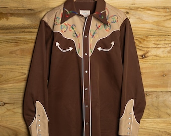 Vtg 70s H Bar C California Ranchwear Laguna Beige Embroidered Vtg 70s H Bar C California Ranchwear Laguna Beige Embroidered